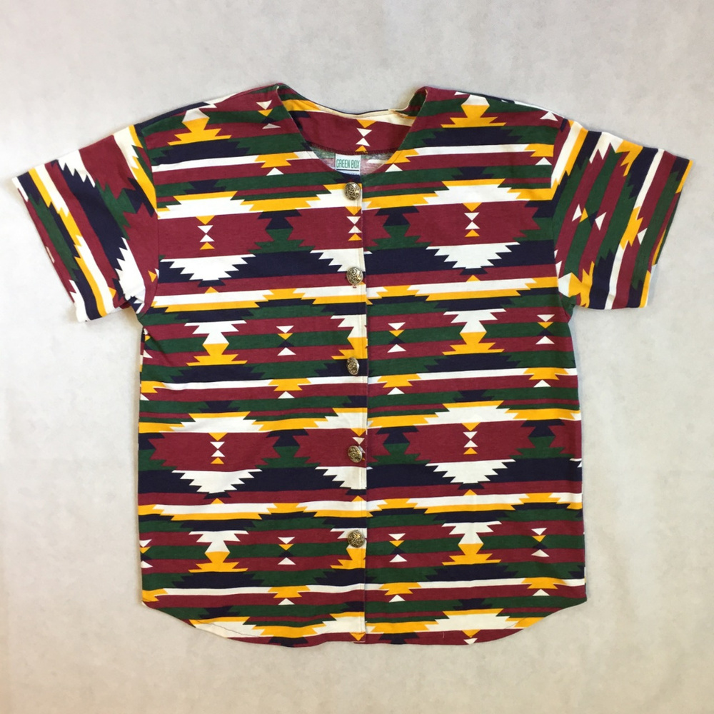 Bright Aztec Patterned Baseball Jersey